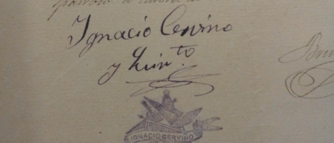 Sinatura e cuño personalizado do mestre Ignacio Cerviño.