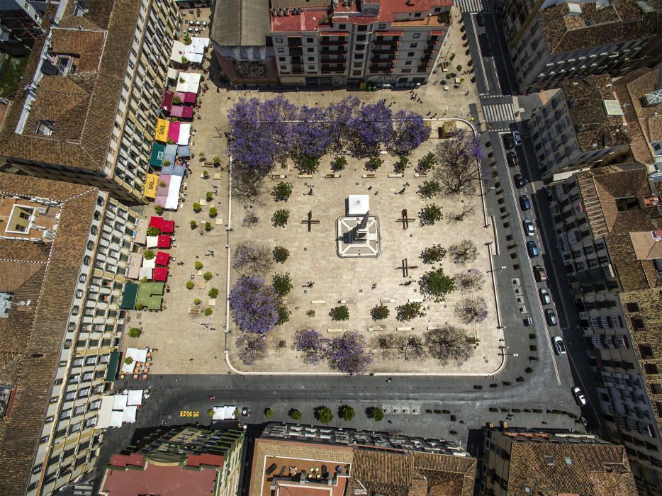 El centro de Málaga a vista de dron