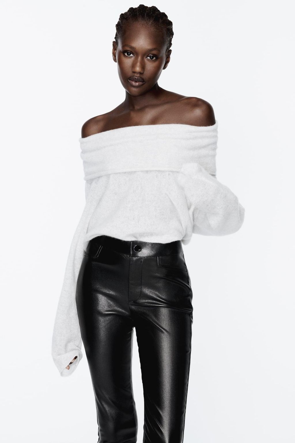 Jersey de cuello envolvente 100% cashmere