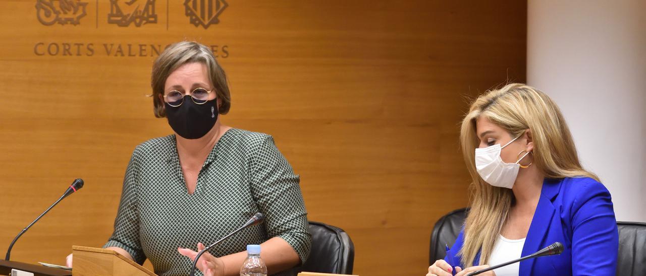 María José Mira y la diputada del PP Eva Ortiz, presidenta de la comisión de Economía de las Cortes.