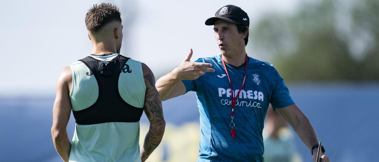 Unai Emery, durante un entrenamiento de esta pretemporada.