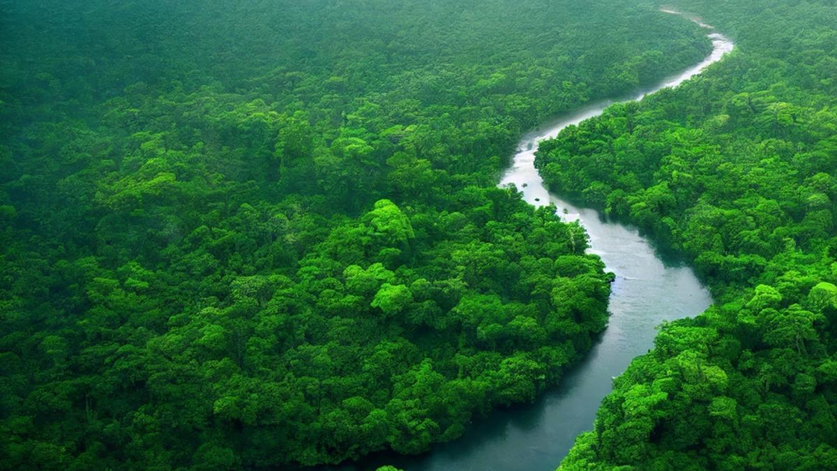 Vista aérea del paisaje de la selva del Amazonas.
