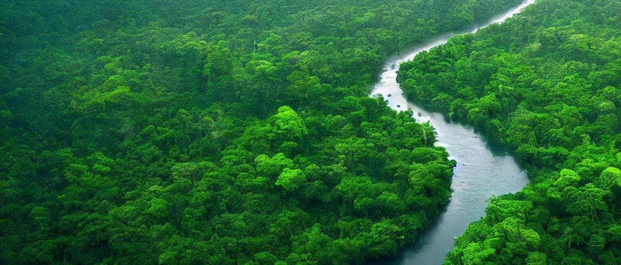 Vista aérea del paisaje de la selva del Amazonas.