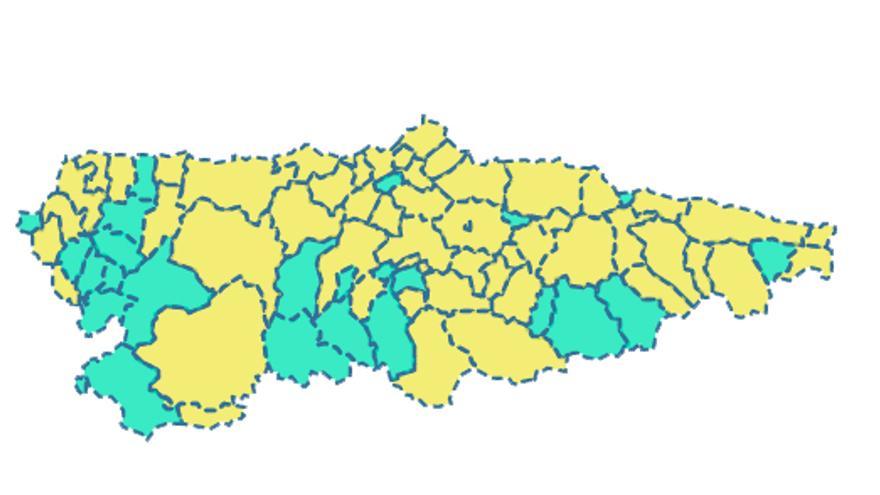 Mapa de incidencia en Asturias por concejos.