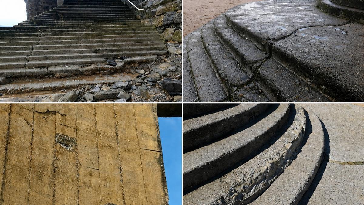 Algunas zonas dañadas del Elogio y la Escalerona