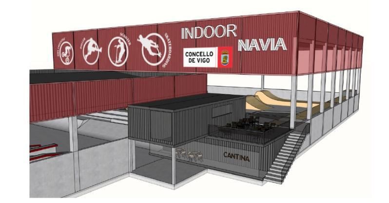 Infografía del futuro skate park cubierto de Navia, el primero público de toda España.