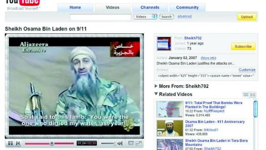 Un vídeo de Bin Laden colgado en Youtube.