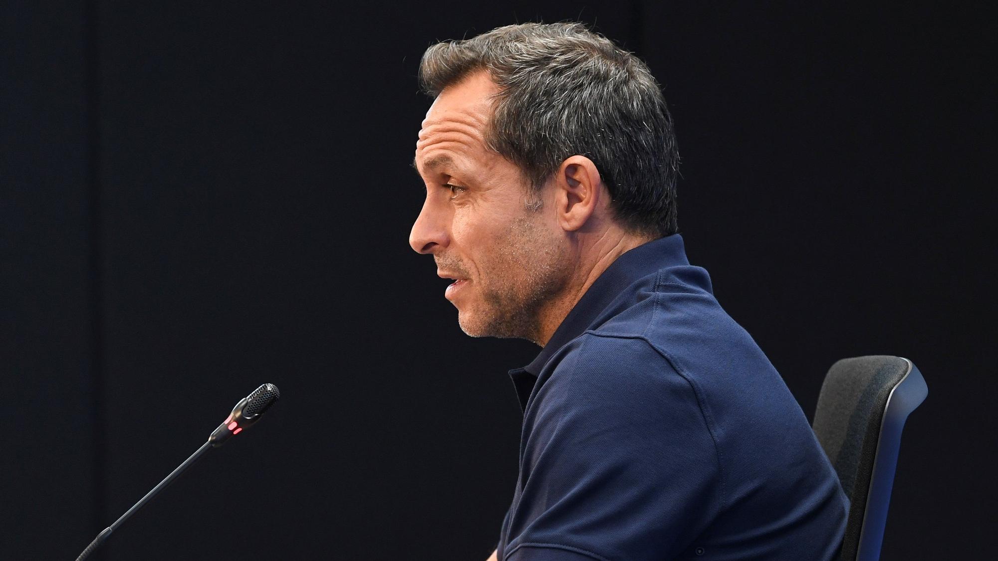 Sergi Barjuan, en la sala de prensa de Sant Joan Despí.