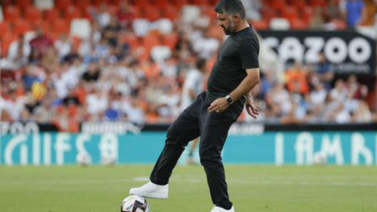 Gattuso, dissabte a Mestalla.  | EFE/MANUEL BRUQUE