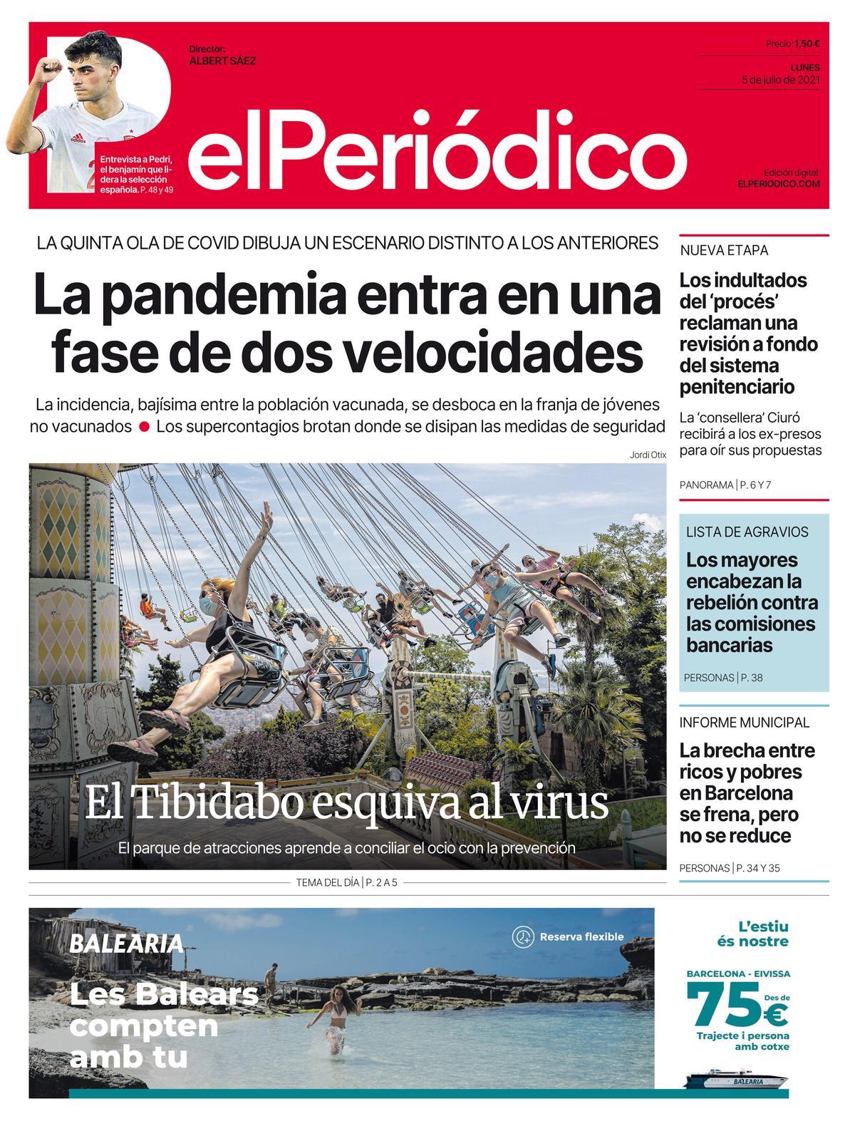 La portada d’EL PERIÓDICO del 5 de juliol del 2021