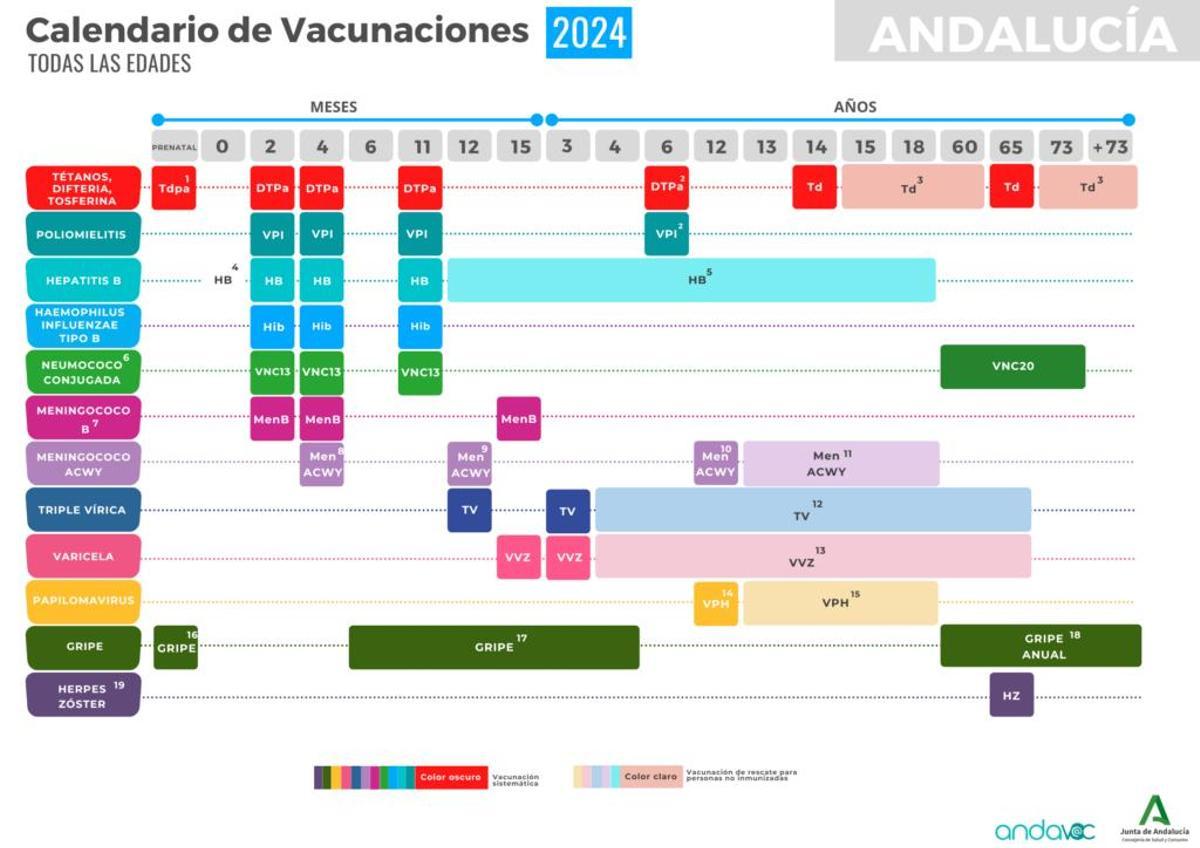 Calendario Vacunaciones 2024 en Andalucía