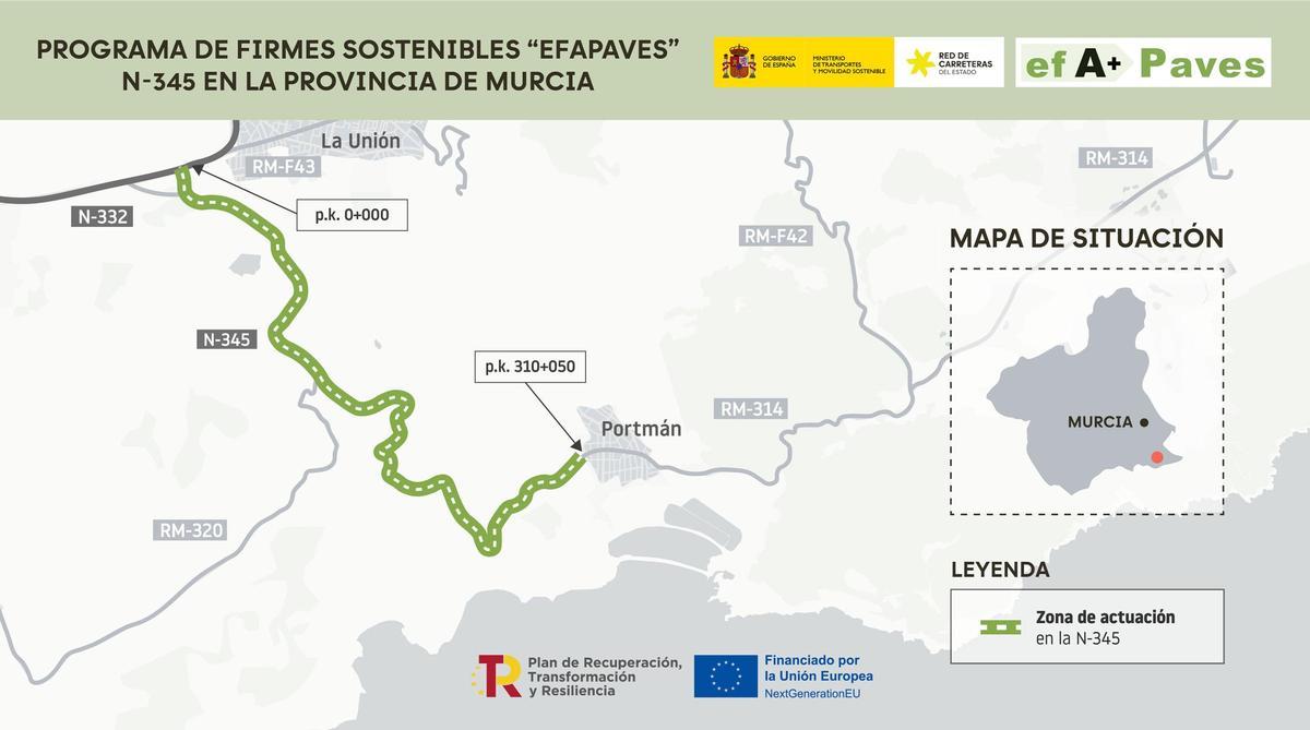 Croquis de las obras previstas en la N-345 en las próximas semanas.