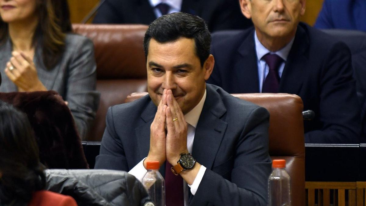 Juanma Moreno Bonilla, en el Parlamento andaluz.