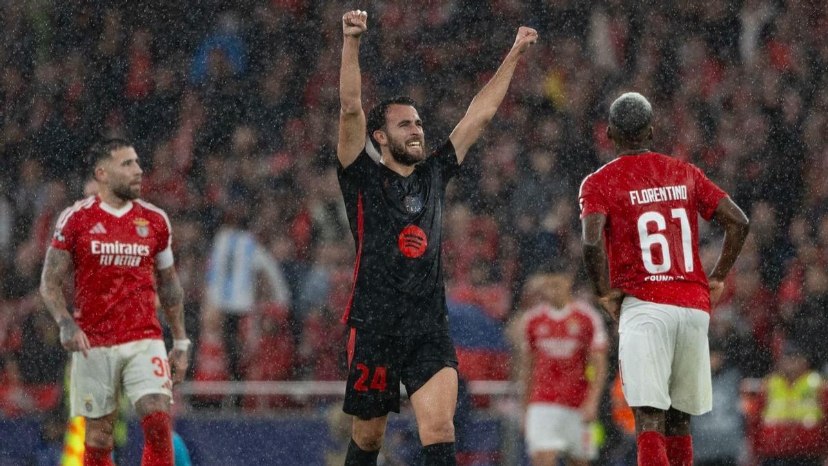 Eric Garcia celebra la victoria en Lisboa