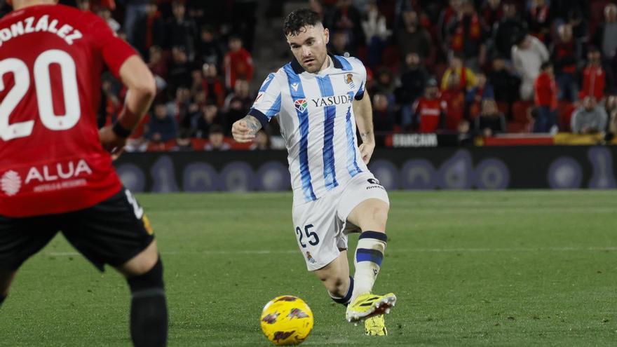 Javi Gaán, en el encuentro de Liga ante el Real Mallorca.