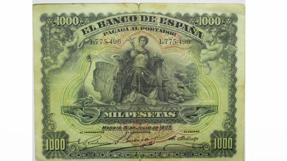Billete de 1.000 pesetas de principios de siglo XX