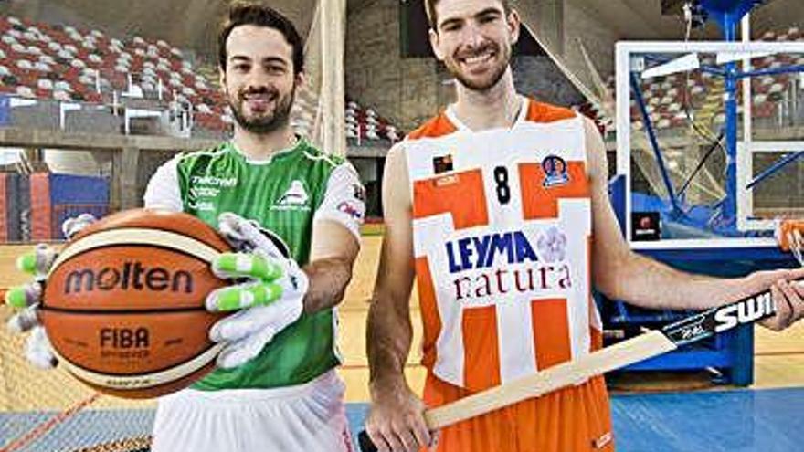 Los jugadores coruñeses David Torres, del Liceo, y Carlos Martínez, del Leyma.