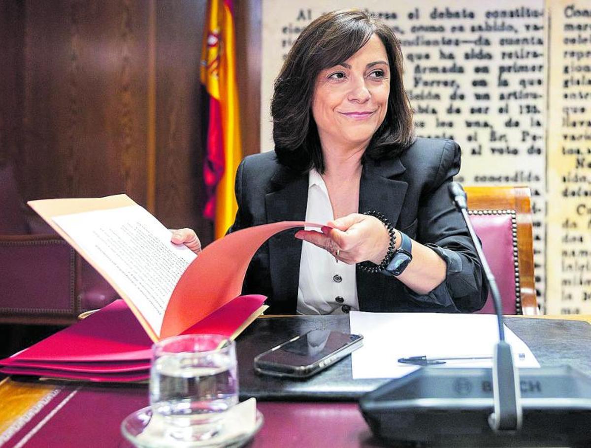 La gerente del PSOE, Ana María Fuentes, en el Senado