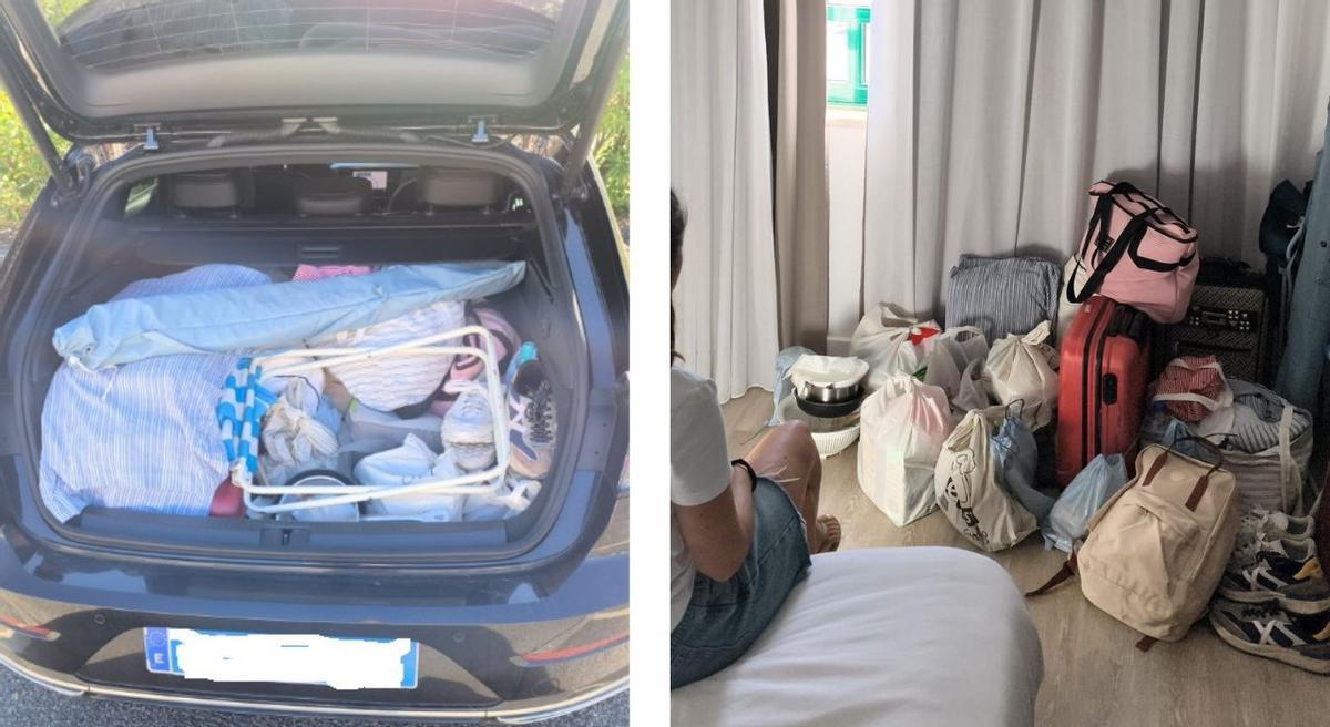 Tuvieron que mover varias veces sus bártulos entre maleteros de vehículos y hoteles en su regreso a casa.