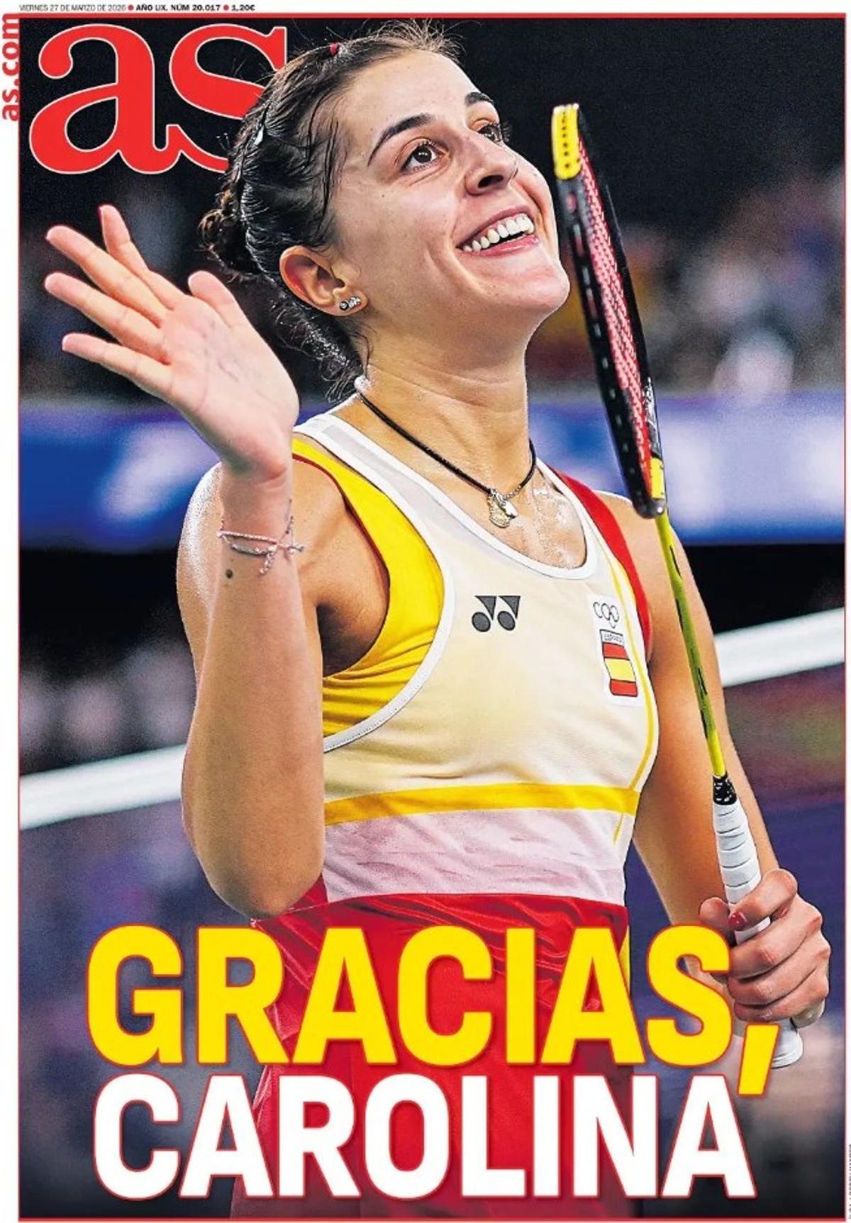 Carolina Marín, protagonista en las portadas de hoy