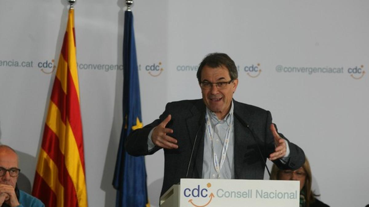 Artur Mas, durante el Consell Nacional de CDC, en Bellaterra, hoy.