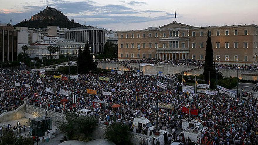 Manifestación convocada por Syriza en Atenas.