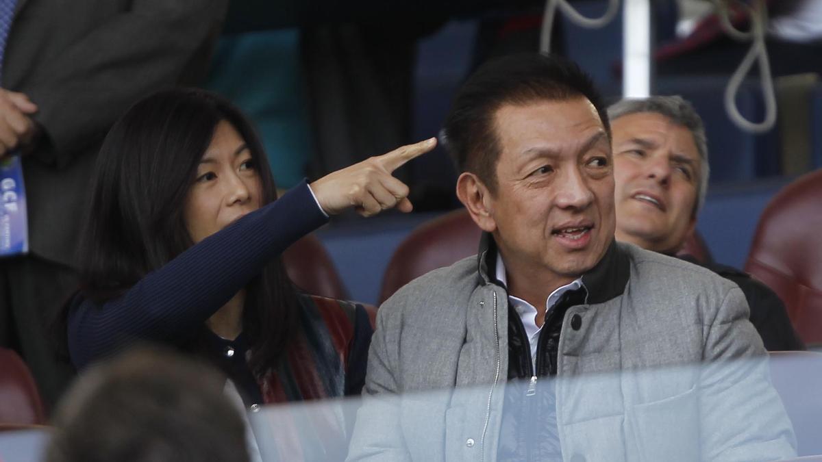 Peter Lim, en el palco de Mestalla