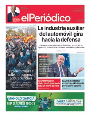 La portada de EL PERIÓDICO del 1 de diciembre de 2025