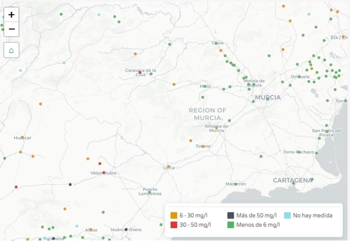 La Región de Murcia sale bien parada, aunque con zonas con niveles por encima de los recomendados por estudios científicos.