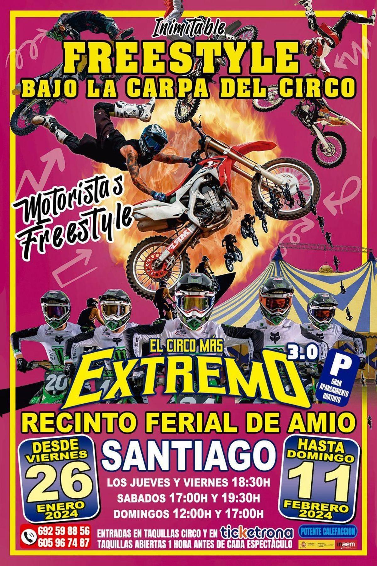 El Circo Inimitable trae a Santiago su espectáculo de freestyle motocross bajo la carpa