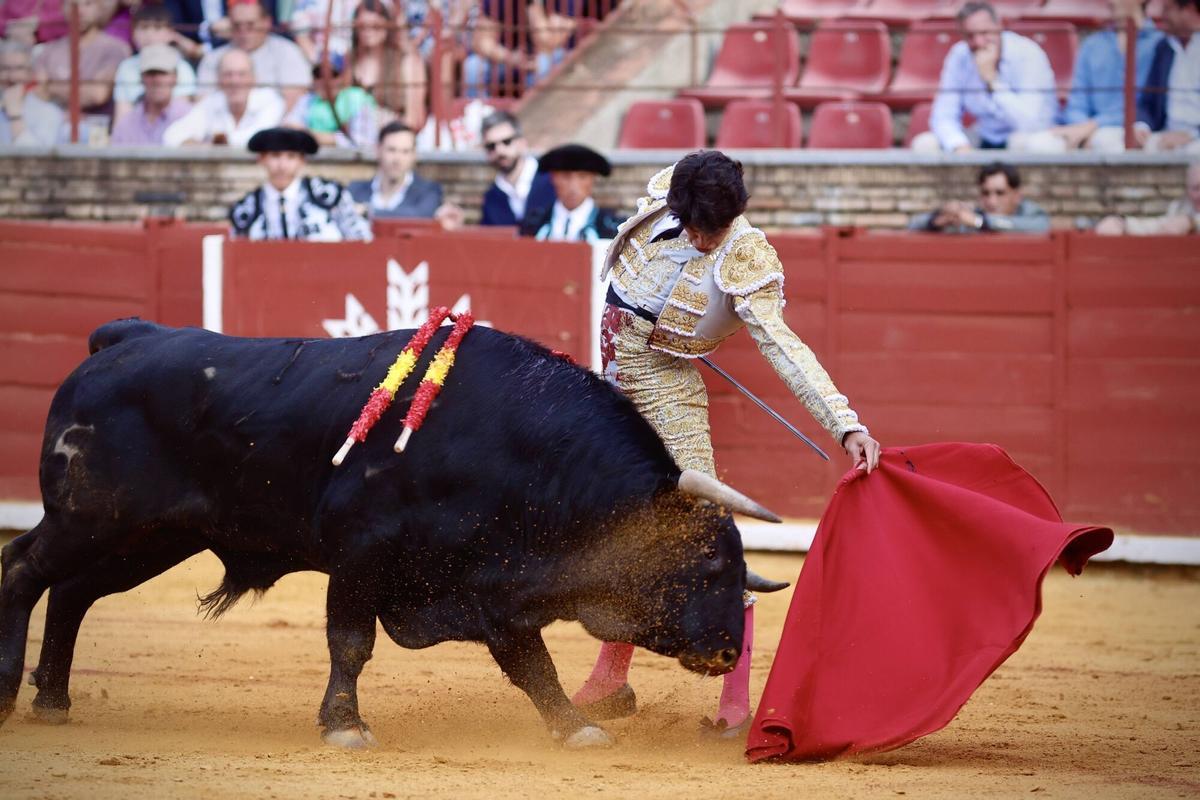 Emiliano Osornio, en la novillada con picadores, con reses de El Cotillo-Hermanos Collado Ruiz, en Los Califas.