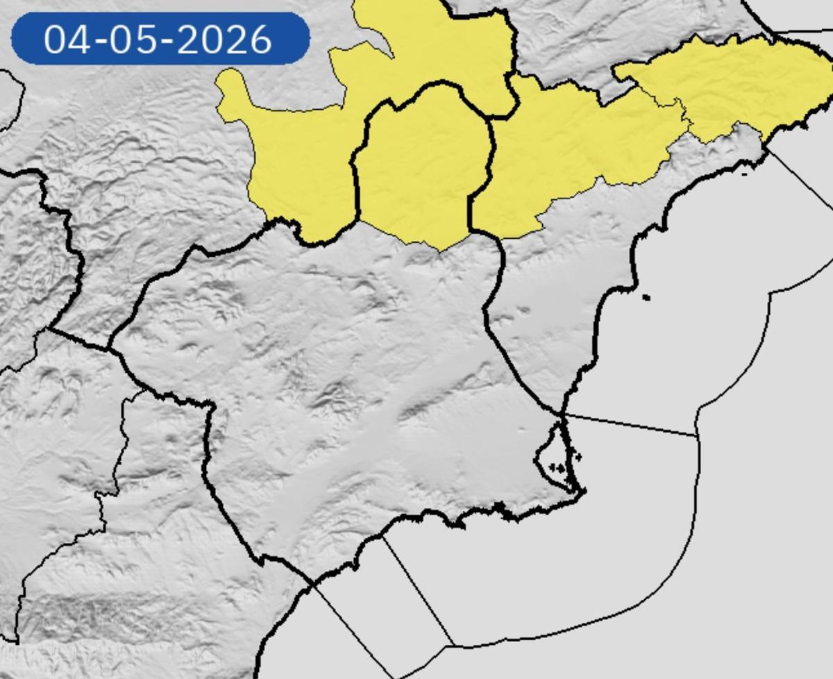 Mapa de zonas con alerta amarilla para este lunes en la Región