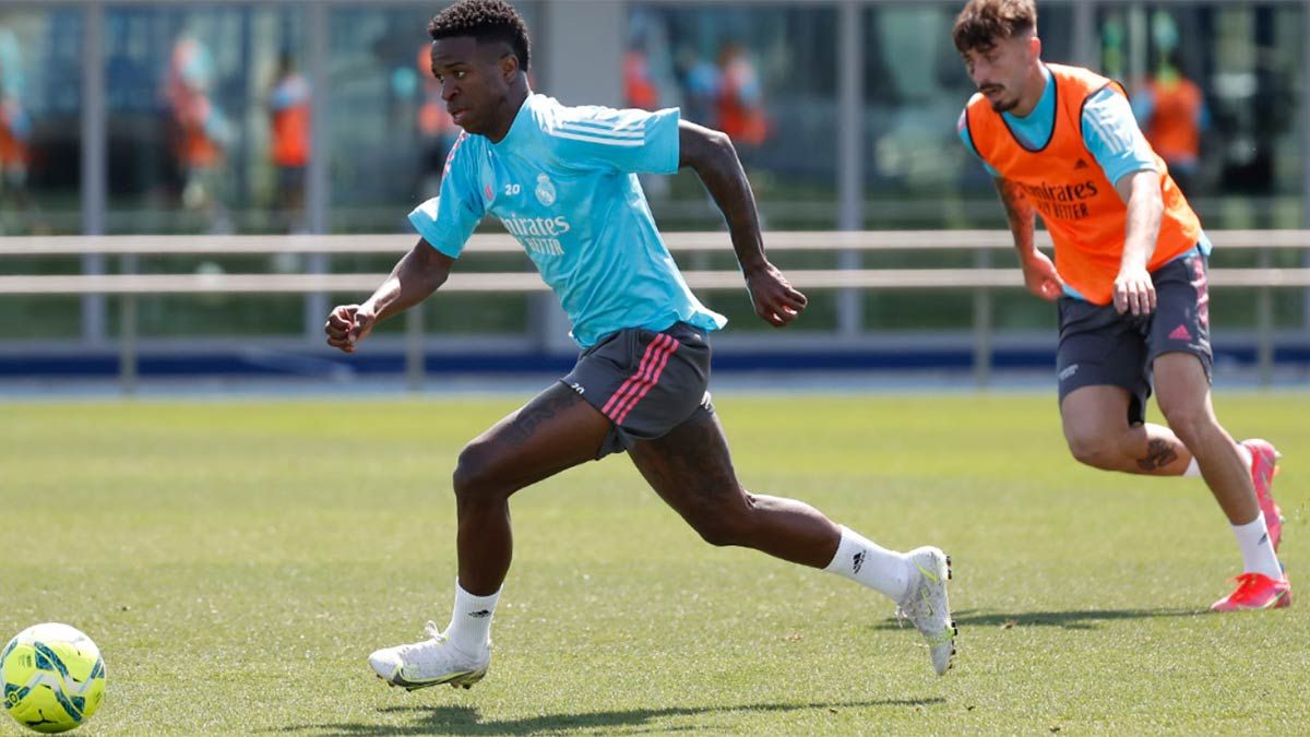 Vinicius, durante el entrenamiento