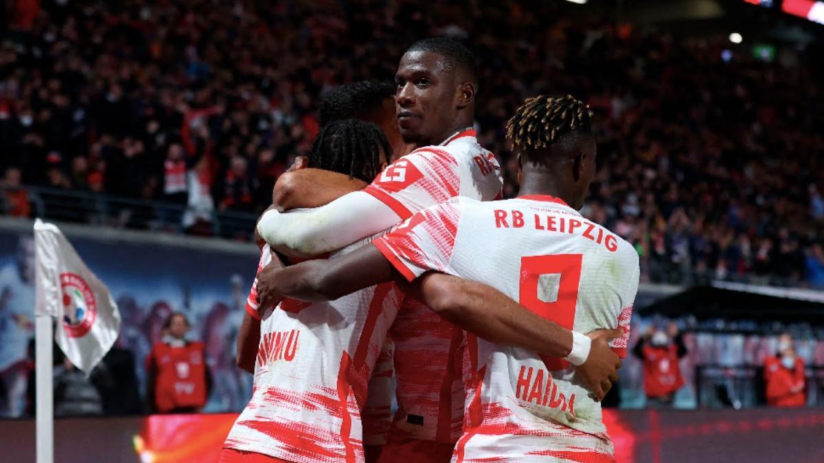 El RB Leipzig celebra uno de sus tantos