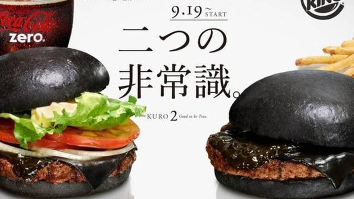 El anuncio de la 'Kuro Burger' en Japón.