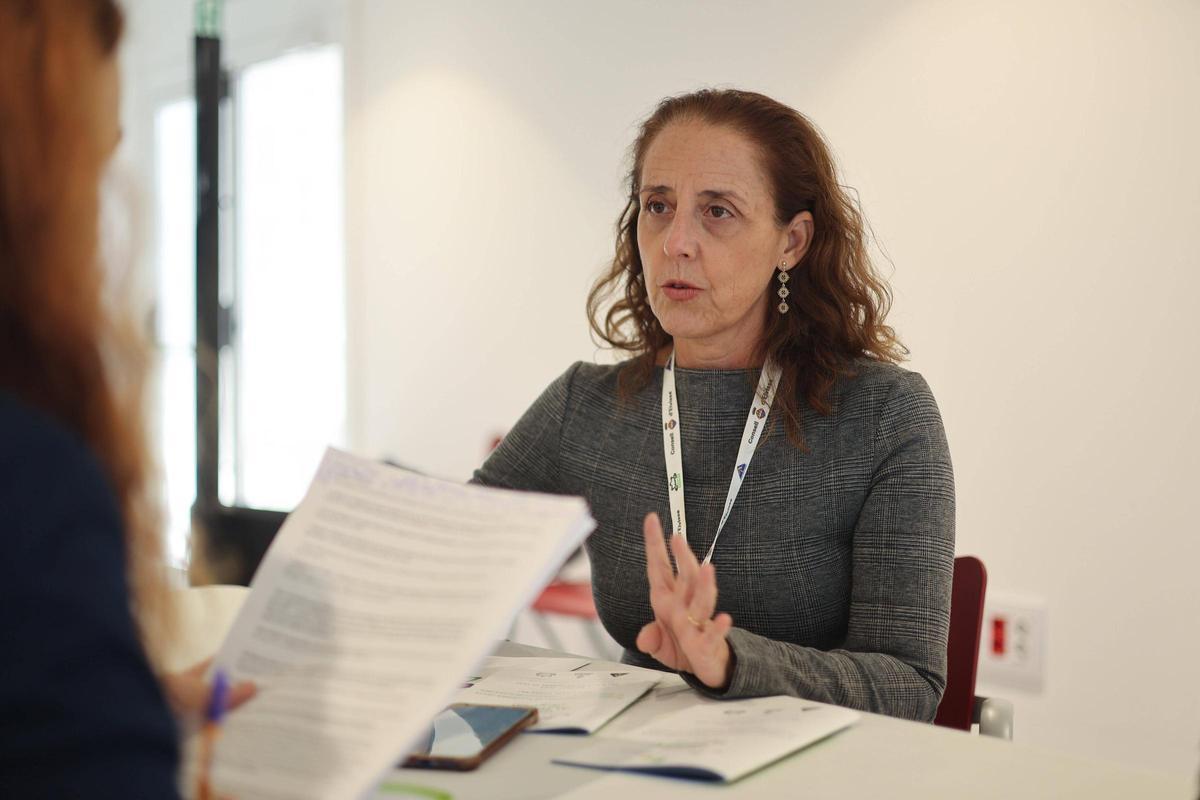 Mariló Almagro, durante la entrevista a Diario de Ibiza en la sala de prensa del Recinto Ferial de Ibiza.