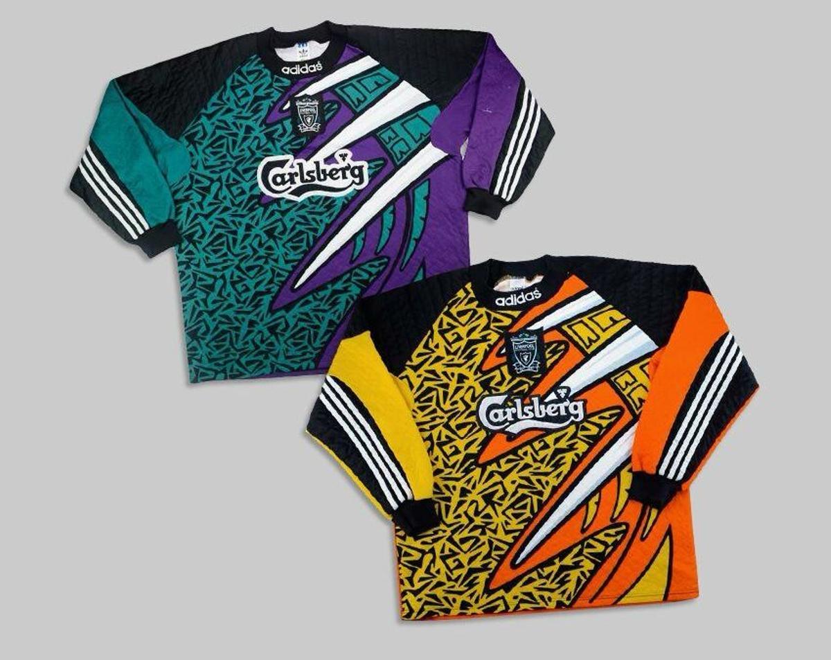 Las camisetas que vistieron los porteros del Liverpool en 1996.