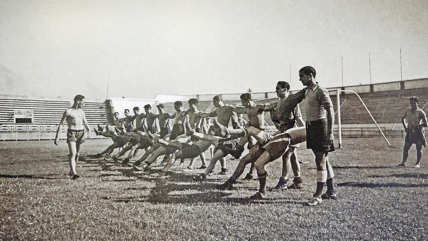 Entrenamiento del Celta en la década de los sesenta.