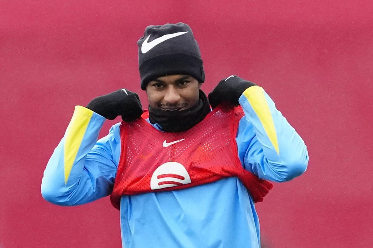 Rashford, en una sesión de entrenamiento