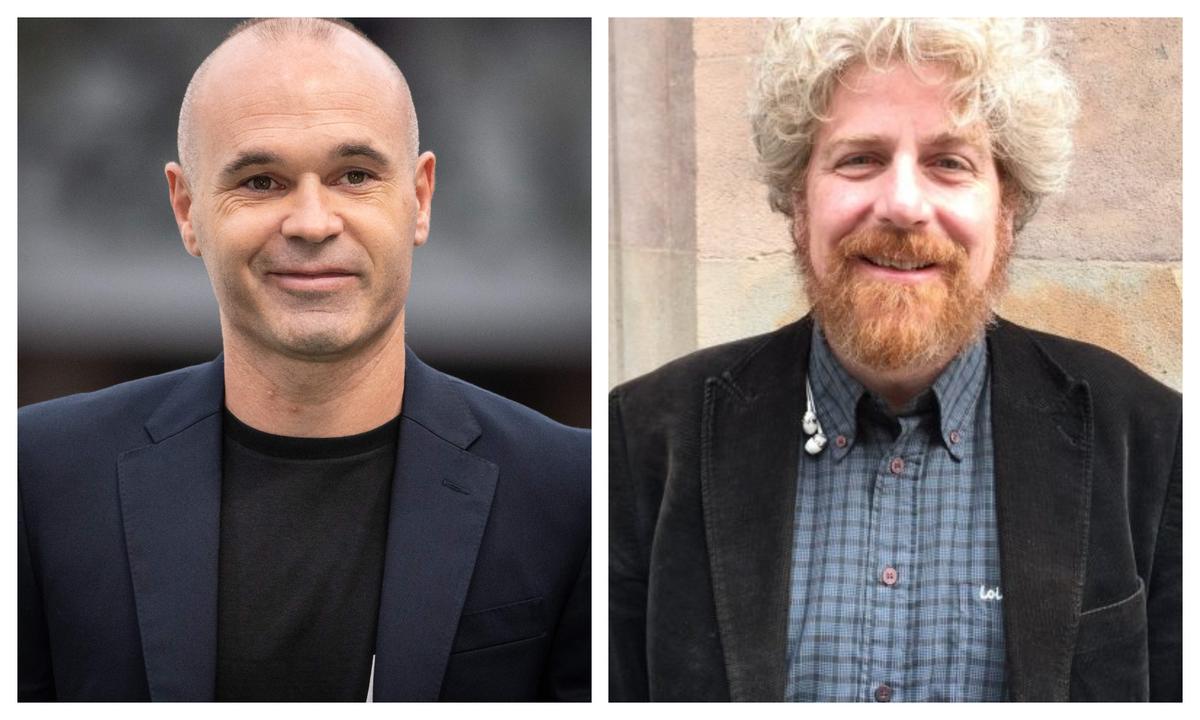 Andrés Iniesta, protagonista de 'La mente también juega', y Santi Giménez, autor de nos crecen los enanos.