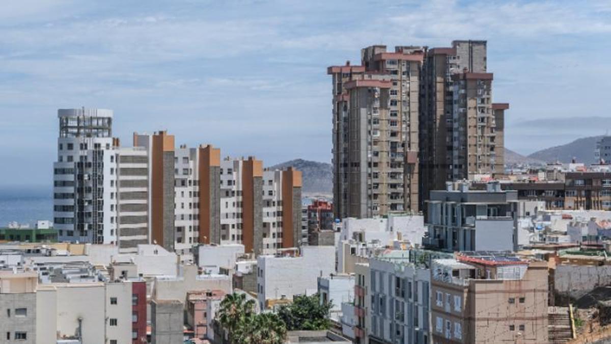 Vista del perfil que dibujan los edificios de viviendas en el barrio de Guanarteme de la capital grancanaria.