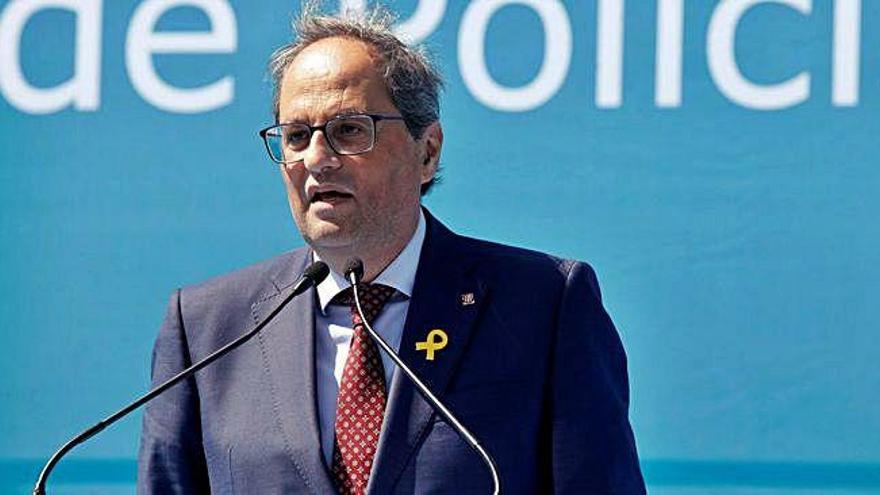 El president de la Generalitat, Quim Torra, durant l&#039;acte de graduació de la nova promoció de Mossos.