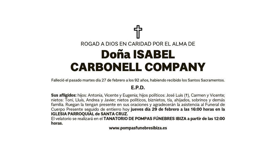 Esquela Isabel Carbonell Company