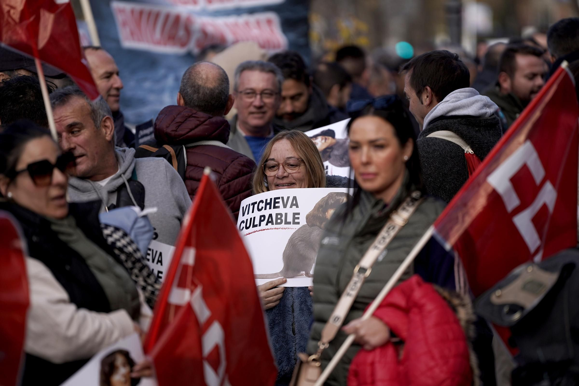 Concentración en Madrid de pescadores contra el recorte de días en el mar de Bruselas.
