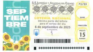 Boleto del Sorteo Extraordinario del 6 de septiembre.