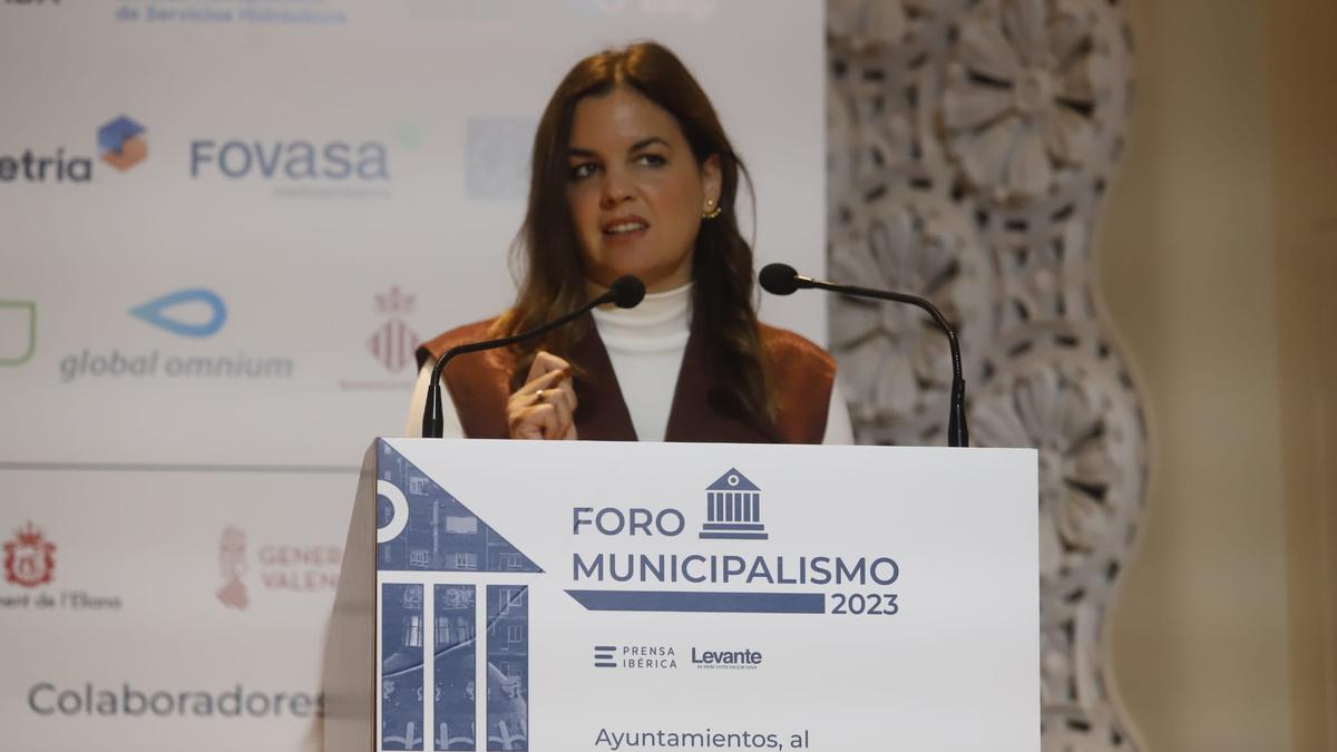 Sandra Gómez, en su intervención en el Foro de Municipalismo de Levante-EMV.