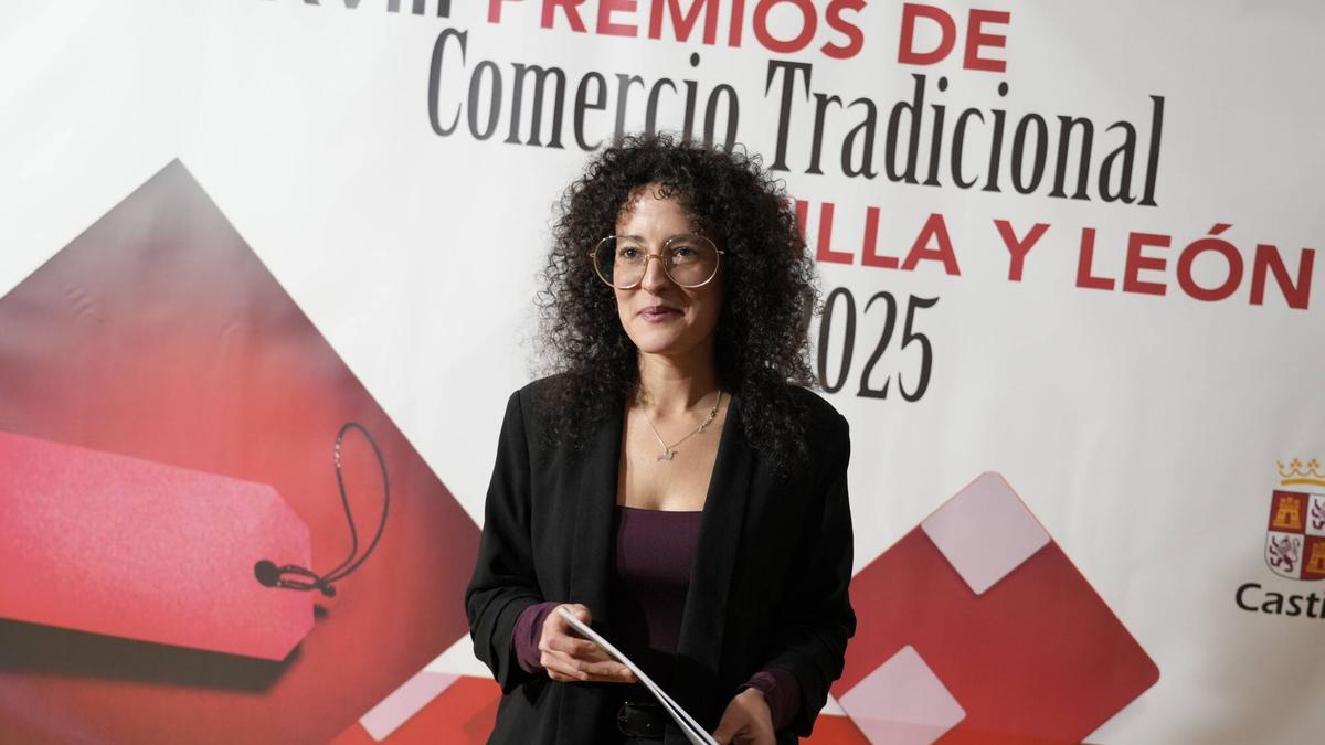 Judit Pino en la ceremonia de entrega de los Premios Comercio Tradicional de Castilla y León.