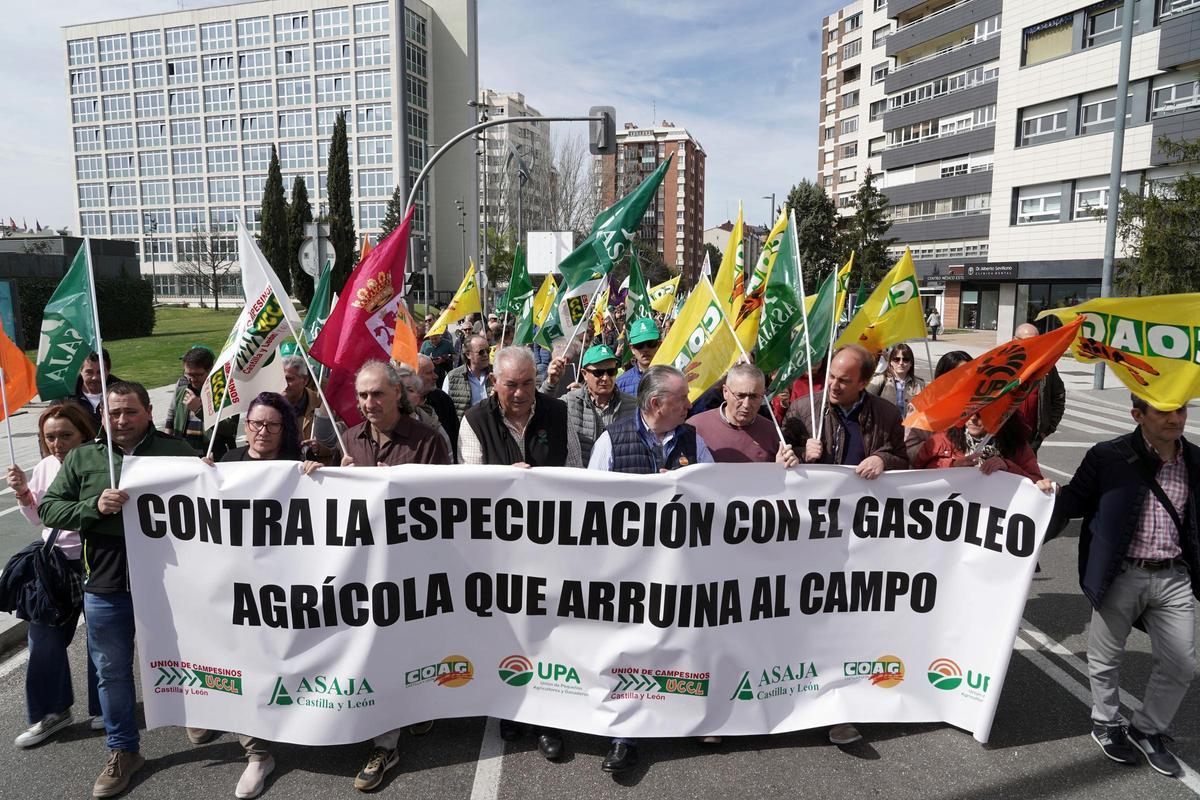 Manifiestación en Valladolid, en la que participaron, entre otros, Aurelio González y Lorenzo Rivera, líderes de UPA y Coag de Zamora.