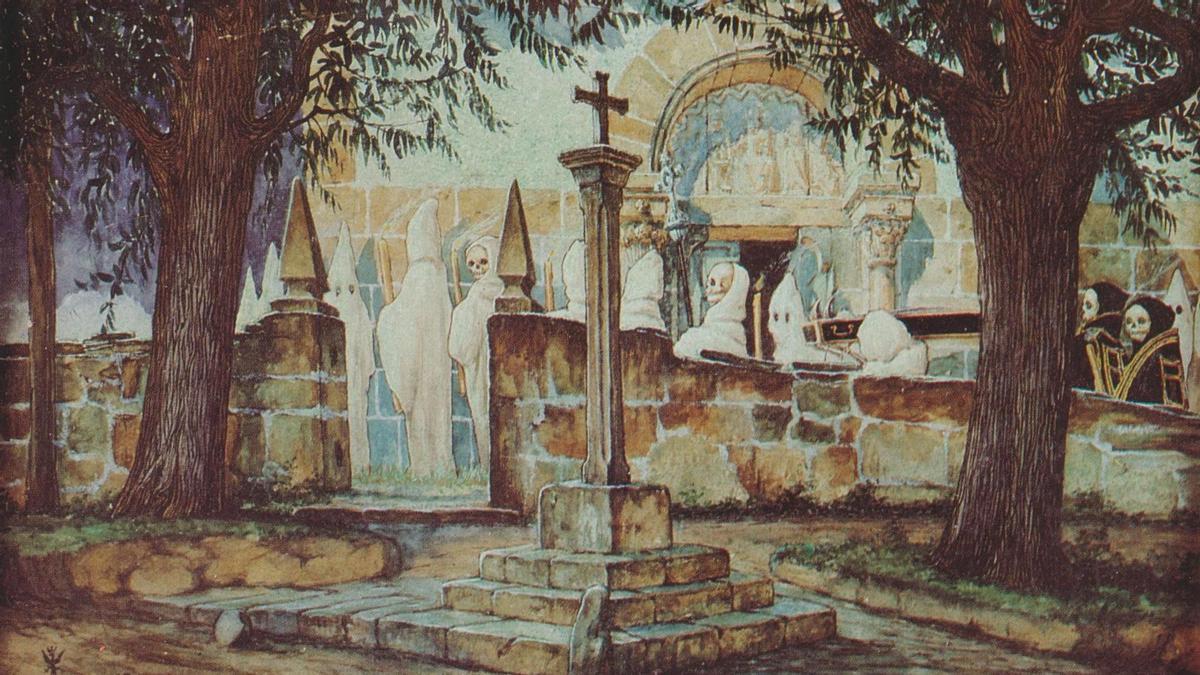 'A Santa Compaña', una acuarela de Camilo Díaz Baliño (1919)