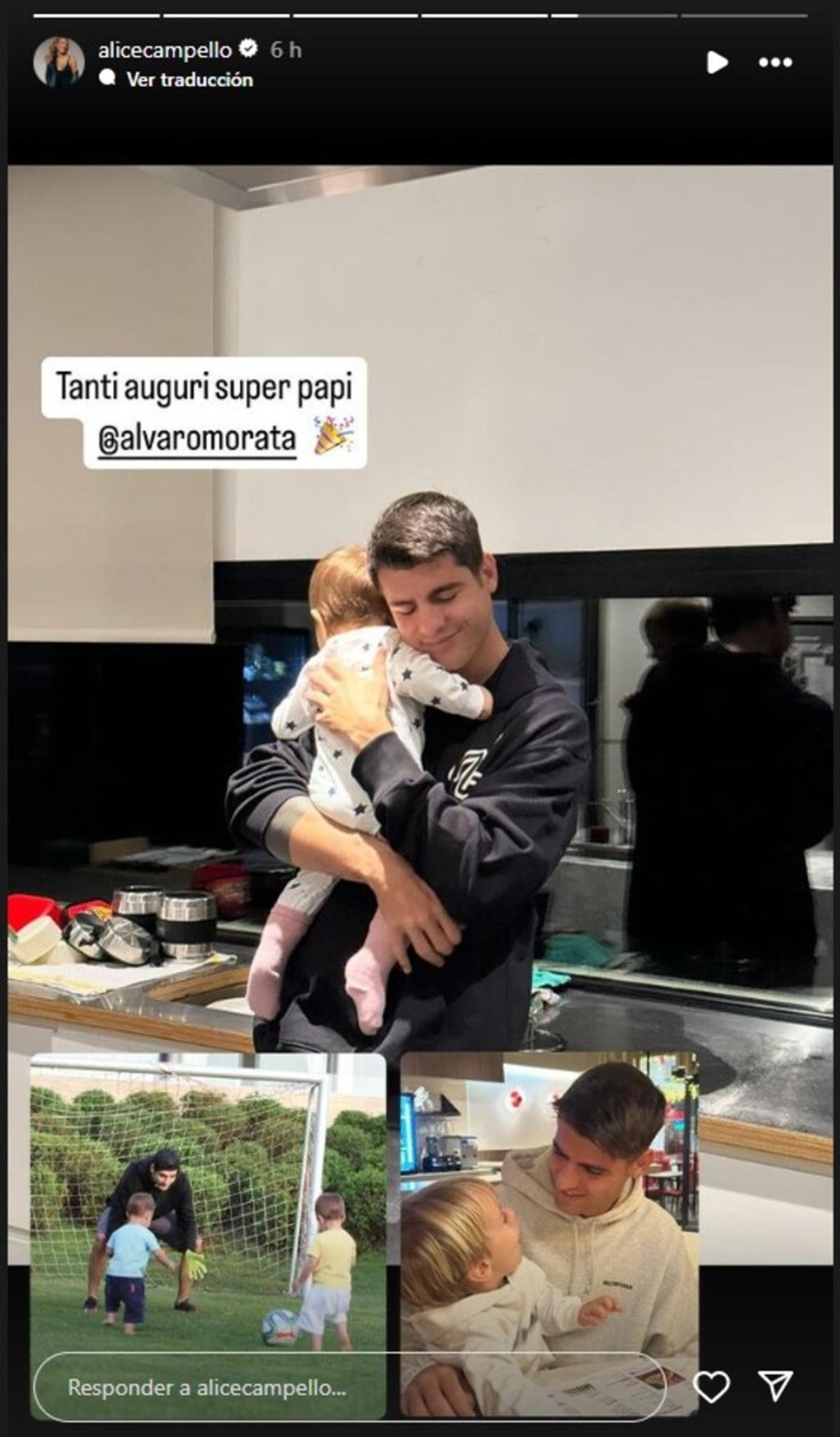 Alice Campello felicita a Álvaro Morata por su cumpleaños.